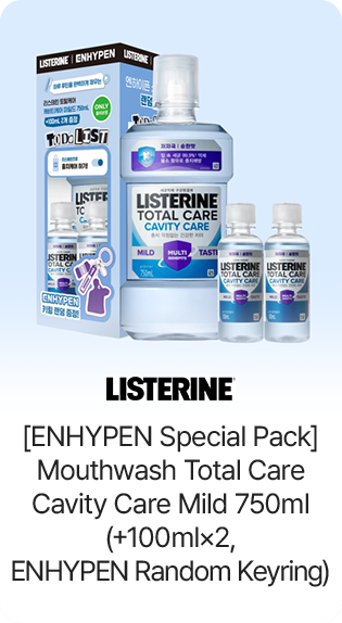 LISTERINE [ENHYPEN Special Pack] Mouthwash Total Care Cavity Care Mild 750ml (+100ml×2, ENHYPEN Random Keyring)