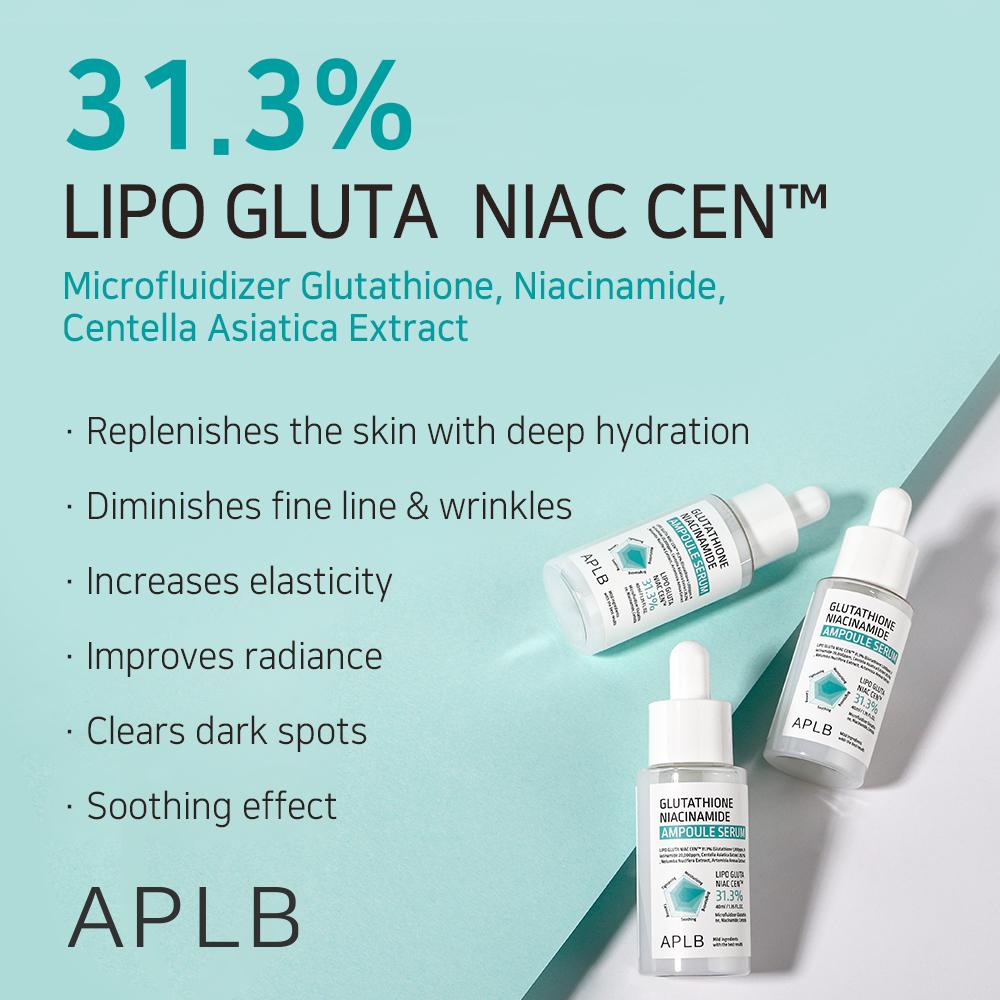 aplb glutathione niacinamide serum review Ampoule  Intensive Skin Brightening Gently massage into the face and neck until fully absorbed APLB Glutathione Niacinamide Ampoule Serum
