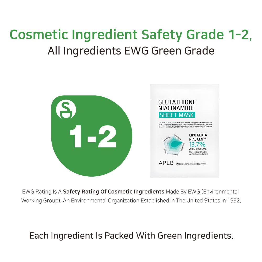 glutathione ewg APLB Niacinamide Sheet Mask 0.85 fl. oz.(25ml) APLB Glutathione Niacinamide Facial Cream